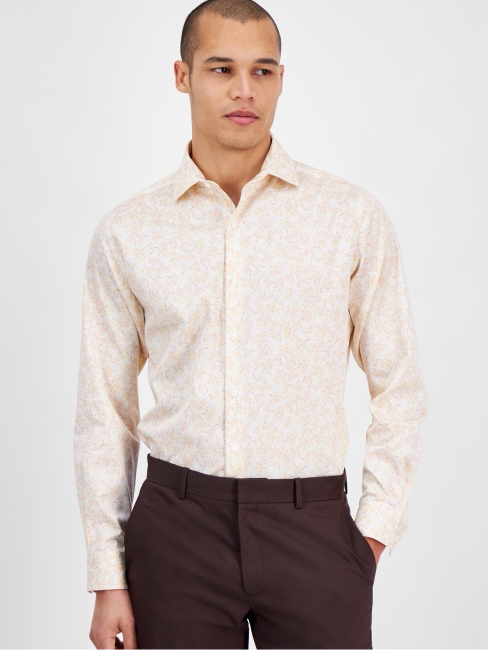 Bar Iii Men's Slim Fit Long Sleeve Button-Front